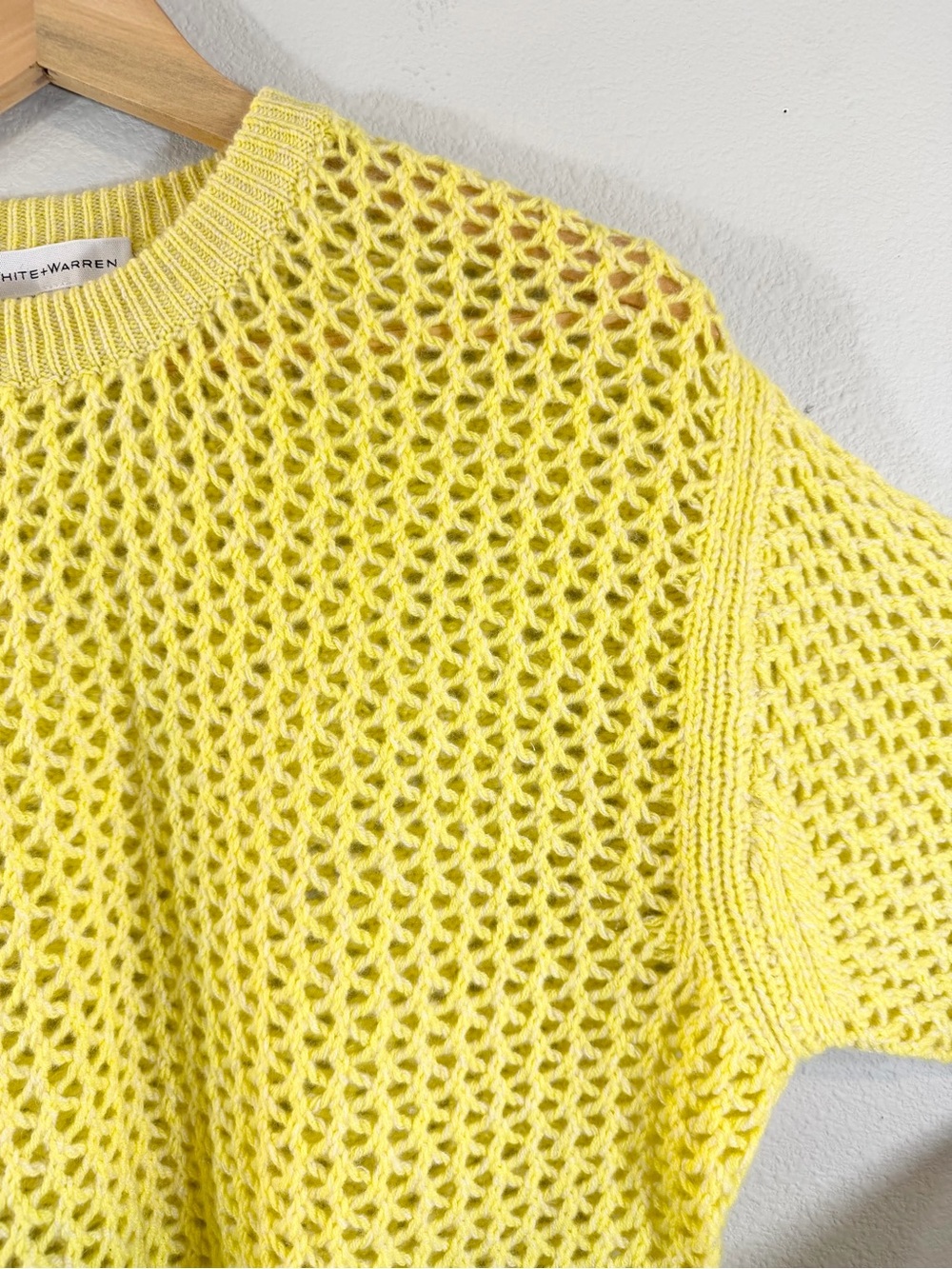 White + Warren Cashmere Sweater Marled Mesh Lime Crewneck Size XS - Picture 8 of 10